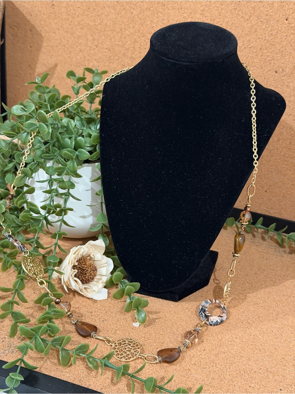 Ruby Rd. Gold-Tone Necklace with Brown and Marbled Accents - Picture 5 of 6